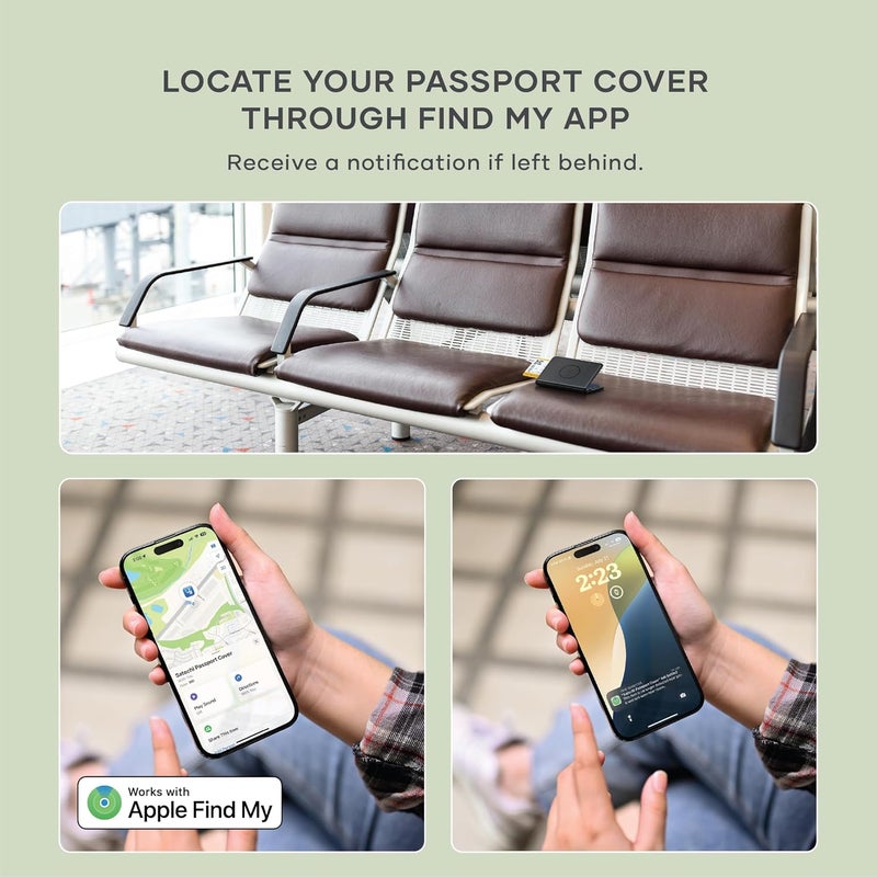 SATECHI Passport Holder for Travel with Find My, Passport Cover with 4 Card Holder, Wireless Charging, and RFID protection – Travel Essential Vegan Leather Passport Holder – Black - Image 3